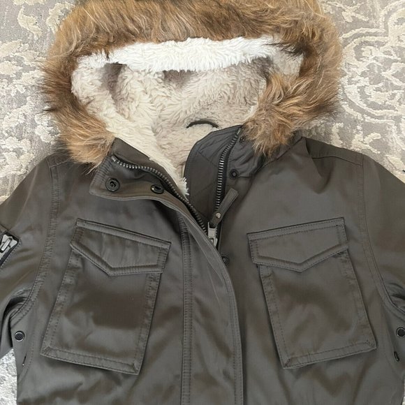 S13/NYC Girls' Sherpa Lined Anorak Jacket Hooded Jacket Green Size 10 - Picture 7 of 7